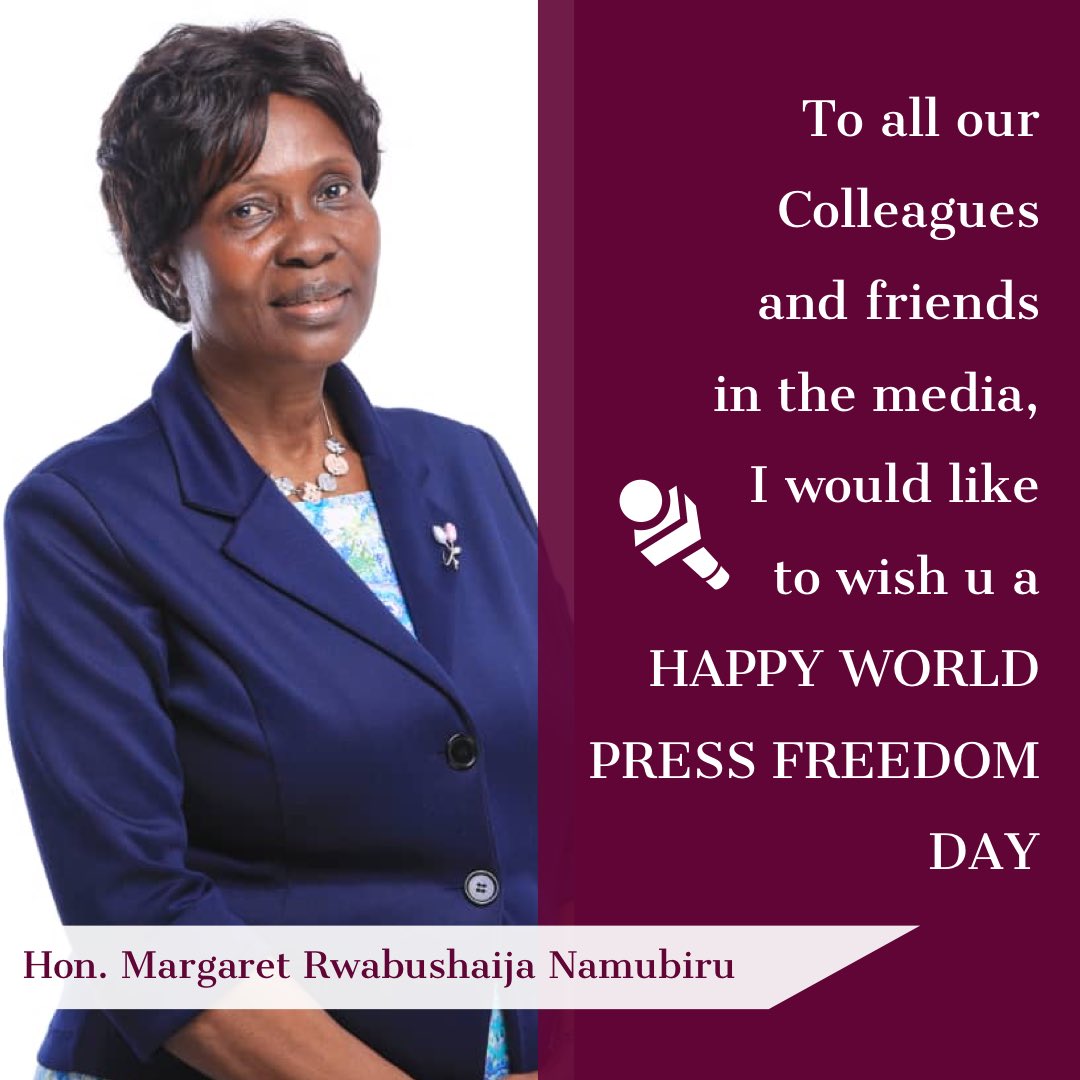 MargaretRwabus1's tweet photo. I would like to thank our media colleagues and friends who come out everyday to bring us the news we get in our homes... Bravo 👏🏾 to you for your efforts and I wish you a happy world press freedom day
#WorldPressFreedomDay #StaySafeUG https://t.co/6P6vB7DzyM