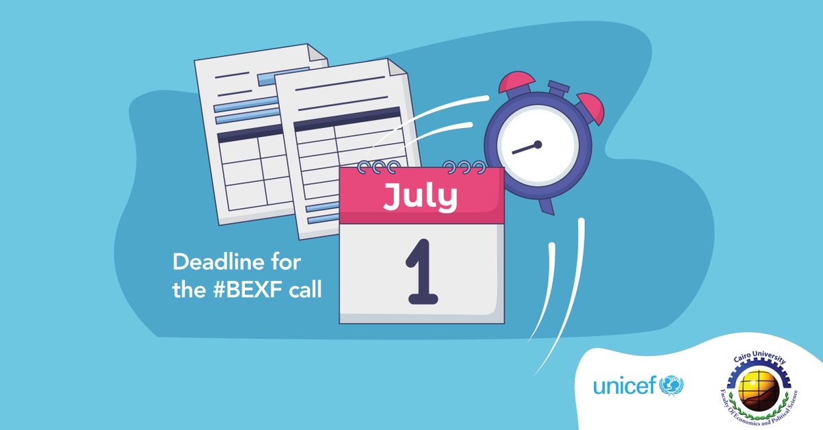 يونيسف مصر (@unicef_egypt) on Twitter photo To promote research at this challenging time amid the outbreak of #COVID19, the deadline for the #BEXF call launched by UNICEF and <a href="/FEPS_CU_Egypt/">Faculty of Economics and Political Science</a> has been extended and remote research has been authorized. Check the call and submit your application. bit.ly/2PZaAs1 To promote research at this challenging time amid the outbreak of #COVID19, the deadline for the #BEXF call launched by UNICEF and <a href="/FEPS_CU_Egypt/">Faculty of Economics and Political Science</a> has been extended and remote research has been authorized. Check the call and submit your application. bit.ly/2PZaAs1