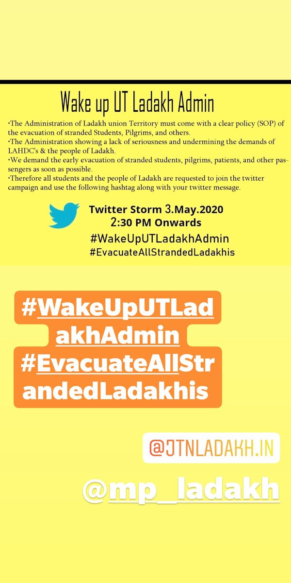 mehdeewzr's tweet photo. #WakeupUtladakhAdmin
Time to raise voices "UT Admin Ladakh"! Just showing lack of response & neglecting the demands of the people of Ladakh,
Coordinate 🤝ASAP
#utadm& #lahdc
Where R the funds going in D nme covid_19
@DvCom_Secretary
@lg_ladakh
#EvacuateAllStrandedLadakhis https://t.co/6pVfi8c2Ql