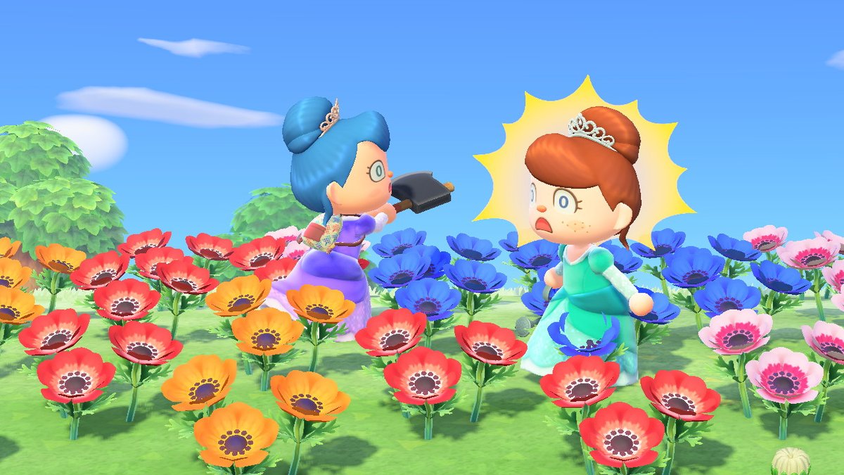 LittleKorok's tweet photo. The day started peacfully, but after arguing which princess is prettier...things got violent ^^ #AnimalCrossing #ACNH #NintendoSwitch https://t.co/mcHlON0qoE