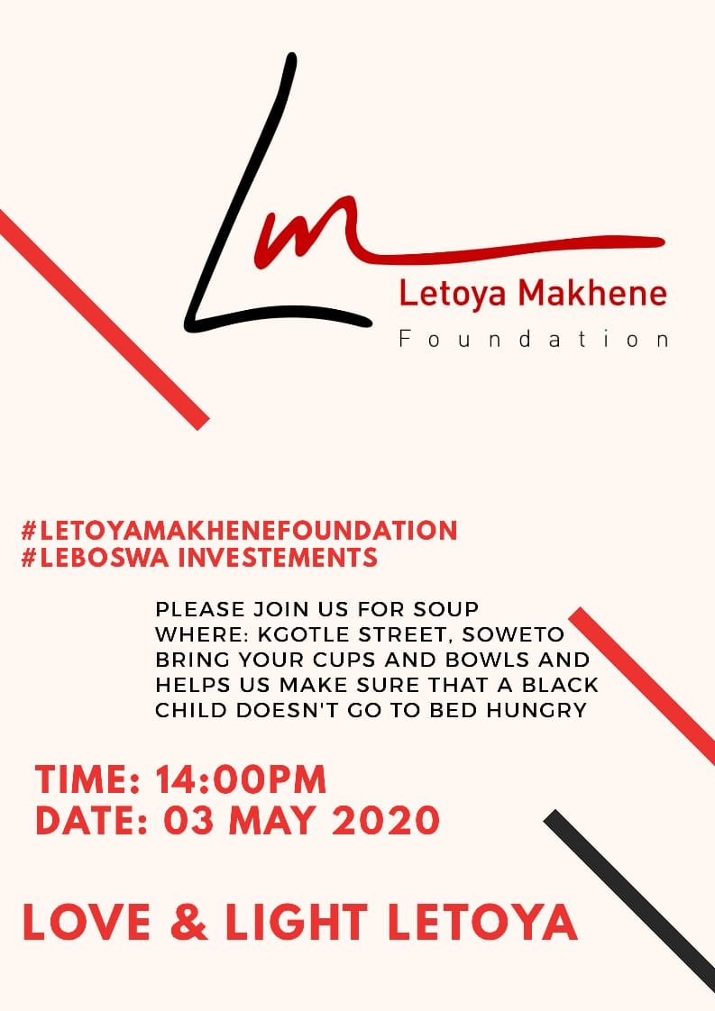 letoyamakhene's tweet photo. See you soon!

We can’t save the world, but we can at least try to feed one tummy at a time.

#LetoyaMakheneFoundation
#LeboswaInvestments
#UbuntuFoods
#JomajokoFarm
#SoupKitchen

MAKING SURE THAT NO BLACK CHILD GOES TO BED HUNGRY 👏🏾👏🏾❤️ https://t.co/kQ0PG00FG4