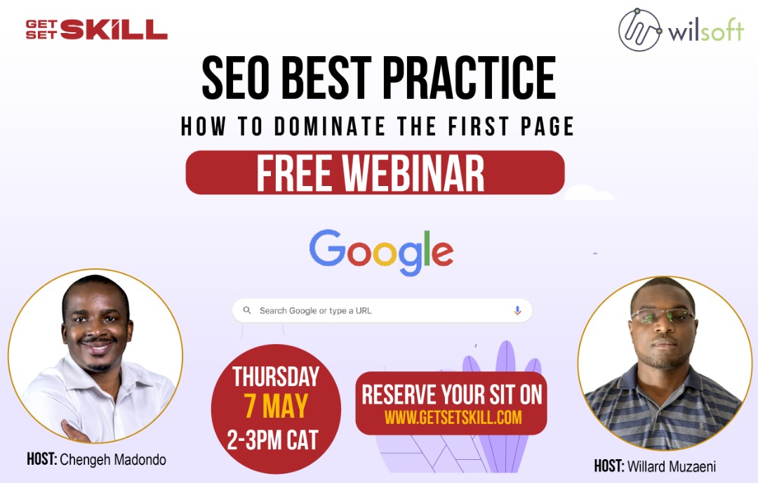SkillSet101zw's tweet photo. Don't miss our FREE webinar on Search Engine Optimisation happening on the 7th of May. You can reserve your seat on https://t.co/SDycZhet1K. Please note that there are limited seats. https://t.co/Didgigy0vO