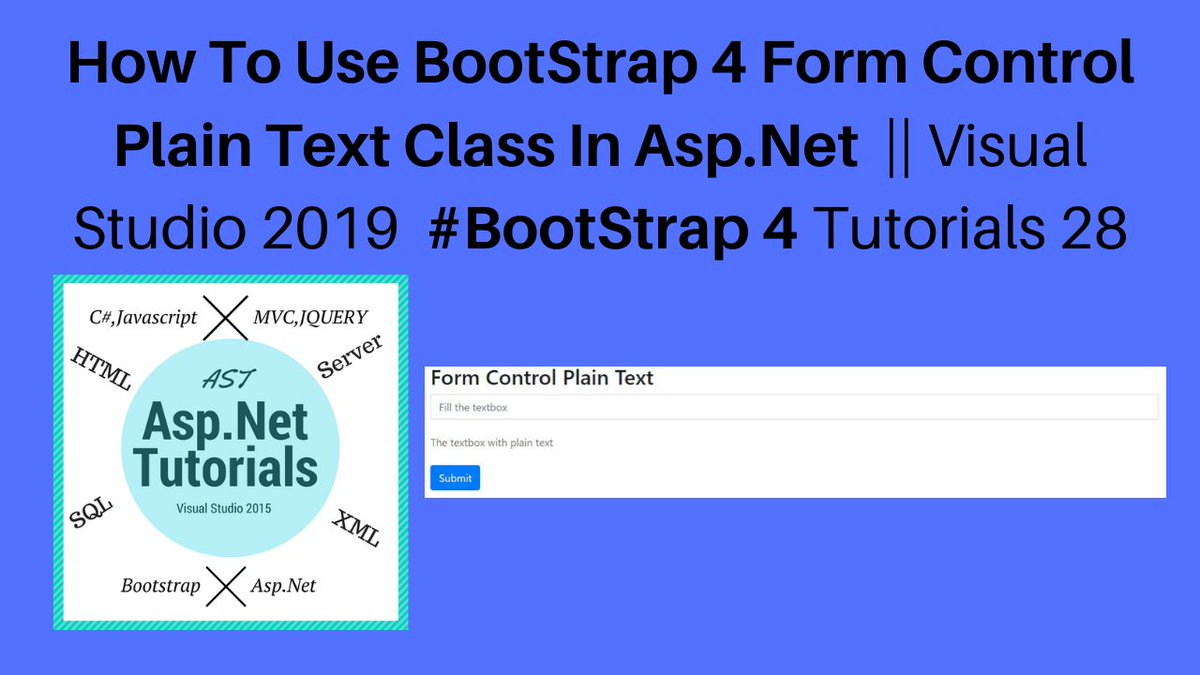 AspDotTutorials's tweet image. #learn bootstrap 4 form control plain text class in asp.net || #bootstrap 4 tutorials 28
youtu.be/GSqcuM3nX_E
