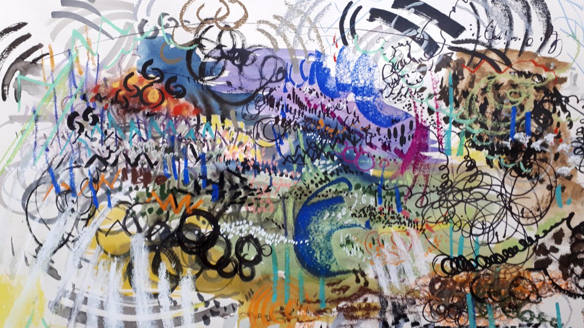 RavenesqueM's tweet photo. Soundscape. #drawing the #dawnchorus via @RecastMusic #homesounds live-stream sound-walk broadcast from @NorfolkWT #PigneysWood totally filled my senses with colour. What a fantastic way to celebrate #InternationalDawnChorusDay 
#sounddrawing #dawnchorus2020  #soundwalk #Norfolk https://t.co/Ro6kiogCMn