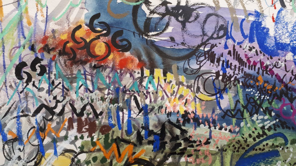RavenesqueM's tweet photo. Soundscape. #drawing the #dawnchorus via @RecastMusic #homesounds live-stream sound-walk broadcast from @NorfolkWT #PigneysWood totally filled my senses with colour. What a fantastic way to celebrate #InternationalDawnChorusDay 
#sounddrawing #dawnchorus2020  #soundwalk #Norfolk https://t.co/Ro6kiogCMn