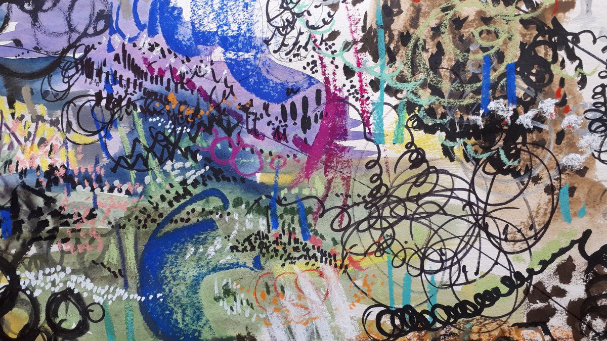 RavenesqueM's tweet photo. Soundscape. #drawing the #dawnchorus via @RecastMusic #homesounds live-stream sound-walk broadcast from @NorfolkWT #PigneysWood totally filled my senses with colour. What a fantastic way to celebrate #InternationalDawnChorusDay 
#sounddrawing #dawnchorus2020  #soundwalk #Norfolk https://t.co/Ro6kiogCMn