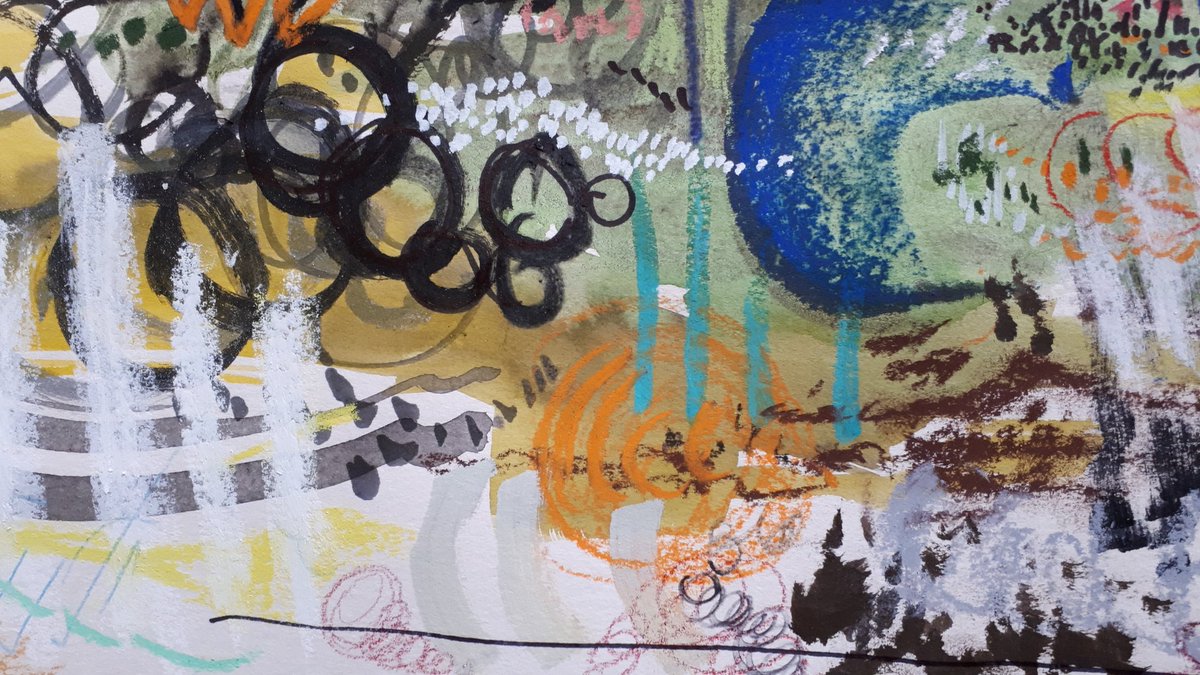 RavenesqueM's tweet photo. Soundscape. #drawing the #dawnchorus via @RecastMusic #homesounds live-stream sound-walk broadcast from @NorfolkWT #PigneysWood totally filled my senses with colour. What a fantastic way to celebrate #InternationalDawnChorusDay 
#sounddrawing #dawnchorus2020  #soundwalk #Norfolk https://t.co/Ro6kiogCMn