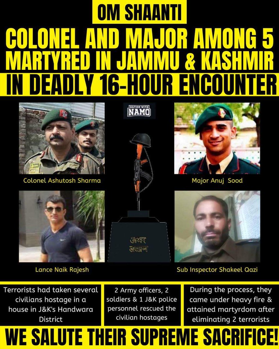 BhagyvantParmar's tweet photo. The nation will forever be indebted to their sacrifice 🇮🇳
#IndianArmy 
#HandwaraEncounter https://t.co/gntqjO7Itr