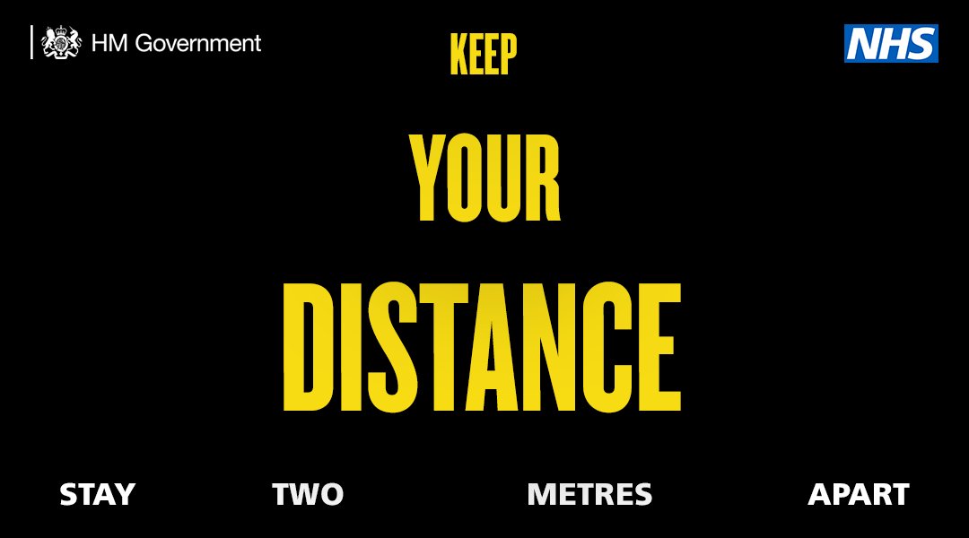 GOVUK's tweet image. Keep at least 2 metres distance from others if you have to leave the house for the permitted reasons.  

#StayHomeSaveLives