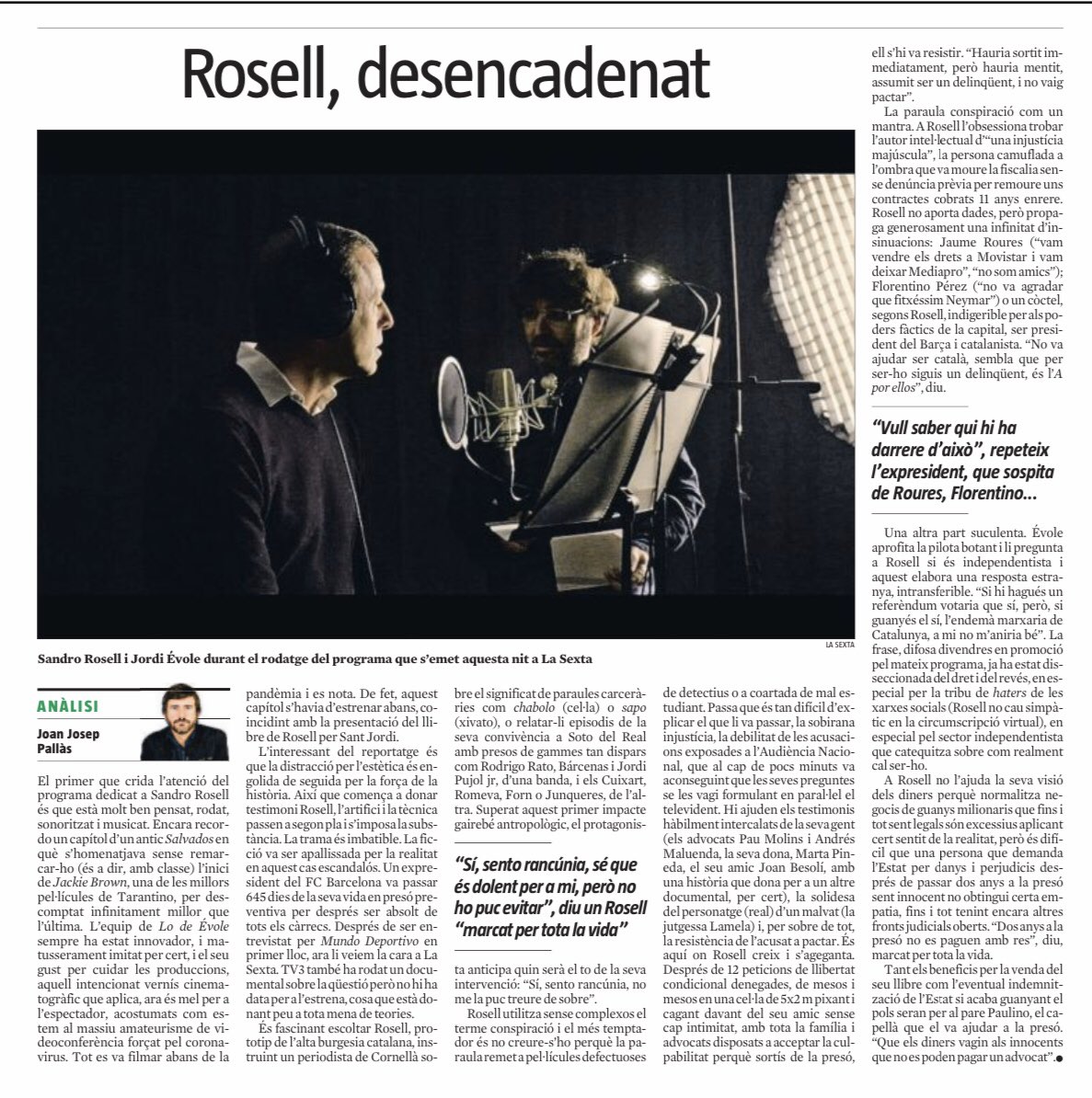 Mariona Rosell Feliu (@marionarf) on Twitter photo No us perdeu aquest vespre l’entrevista que fa <a href="/jordievole/">Jordi Évole</a> a <a href="/sandrorosell/">Sandro Rosell</a> a <a href="/LoDeEvole/">Lo de Évole</a>
⏰21:25
📺 <a href="/laSextaTV/">laSexta</a>
Us adjunto l’article de <a href="/JoanjosepPallas/">Joanjo Pallàs Martí</a> a <a href="/LaVanguardia/">La Vanguardia</a> No us perdeu aquest vespre l’entrevista que fa <a href="/jordievole/">Jordi Évole</a> a <a href="/sandrorosell/">Sandro Rosell</a> a <a href="/LoDeEvole/">Lo de Évole</a>
⏰21:25
📺 <a href="/laSextaTV/">laSexta</a>
Us adjunto l’article de <a href="/JoanjosepPallas/">Joanjo Pallàs Martí</a> a <a href="/LaVanguardia/">La Vanguardia</a>