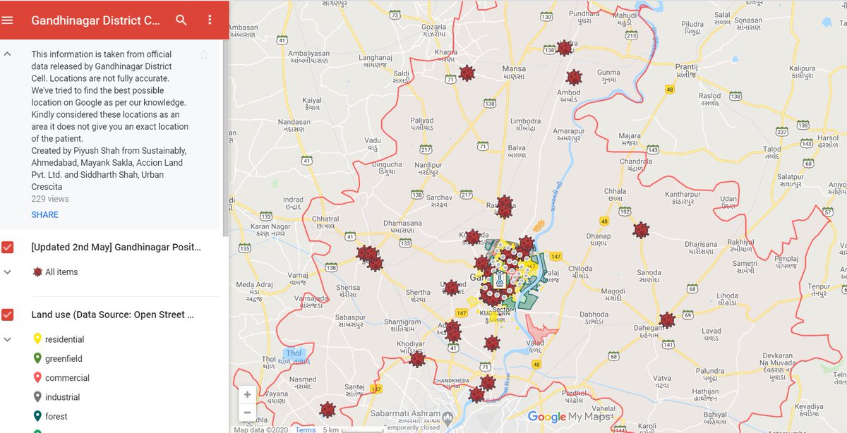 _siddharthshah's tweet photo. COVID 19 Vulnerability map of Gandhinagar city.

Many more variables as listed below will be added to help visualise and analyse data at a larger scale. 
To Come - Patient density, Timeline of the COVID-19 Cases.
Combine effort with @MSakla @piyushshah https://t.co/LeL4USvGl1