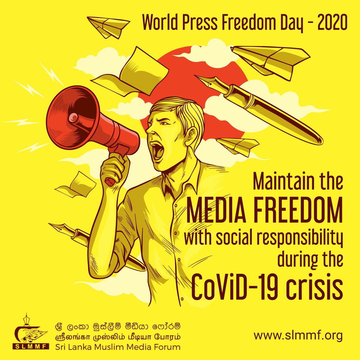SLMMediaF's tweet photo. 3rd of May - World #PressFreedomDay

கொவிட் -19 நெருக்கடி காலத்தில் சமூகப் பொறுப்புடன் ஊடக சுதந்திரத்தினை பேணுவோம்

කෝවිඩ්-19 අර්බුද කාලයේදී සමාජ වගකීමක් ඇතුව ජනමාධ්‍ය නිදහස පවත්වා ගනිමු

Maintain the #media freedom with #social responsibility during the #COVID19 crisis https://t.co/lq4mMvtbRk