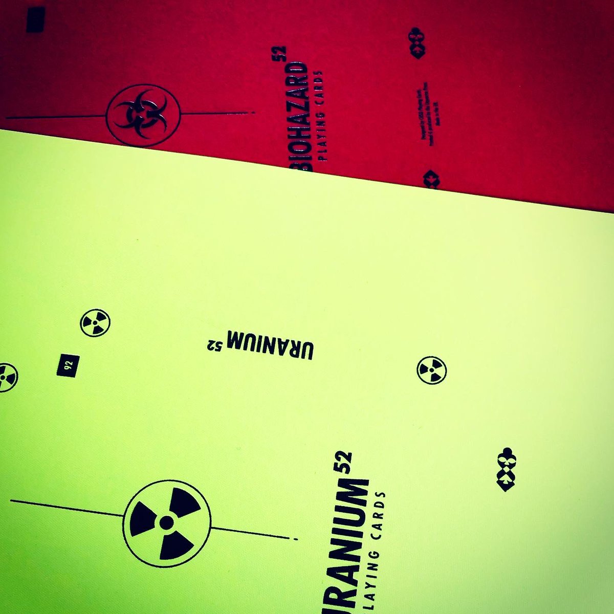CHSDCards's tweet photo. We have a 1K follower giveaway on Instagram! One of you shall be chosen at random to receive a flat artwork, uncut, prototype tuck box of each of the Uranium &amp; Biohazard decks. Check out our Instagram page for more info: 

CHSDplayingcards. https://t.co/7U8dggU9vX