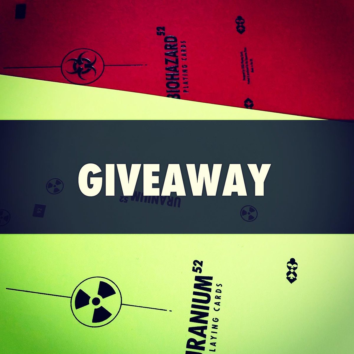 CHSDCards's tweet photo. We have a 1K follower giveaway on Instagram! One of you shall be chosen at random to receive a flat artwork, uncut, prototype tuck box of each of the Uranium &amp; Biohazard decks. Check out our Instagram page for more info: 

CHSDplayingcards. https://t.co/7U8dggU9vX