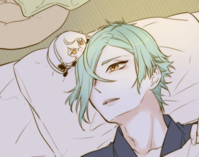 眠れない膝くんの頭をぽんぽんしてくれるもち兄者 