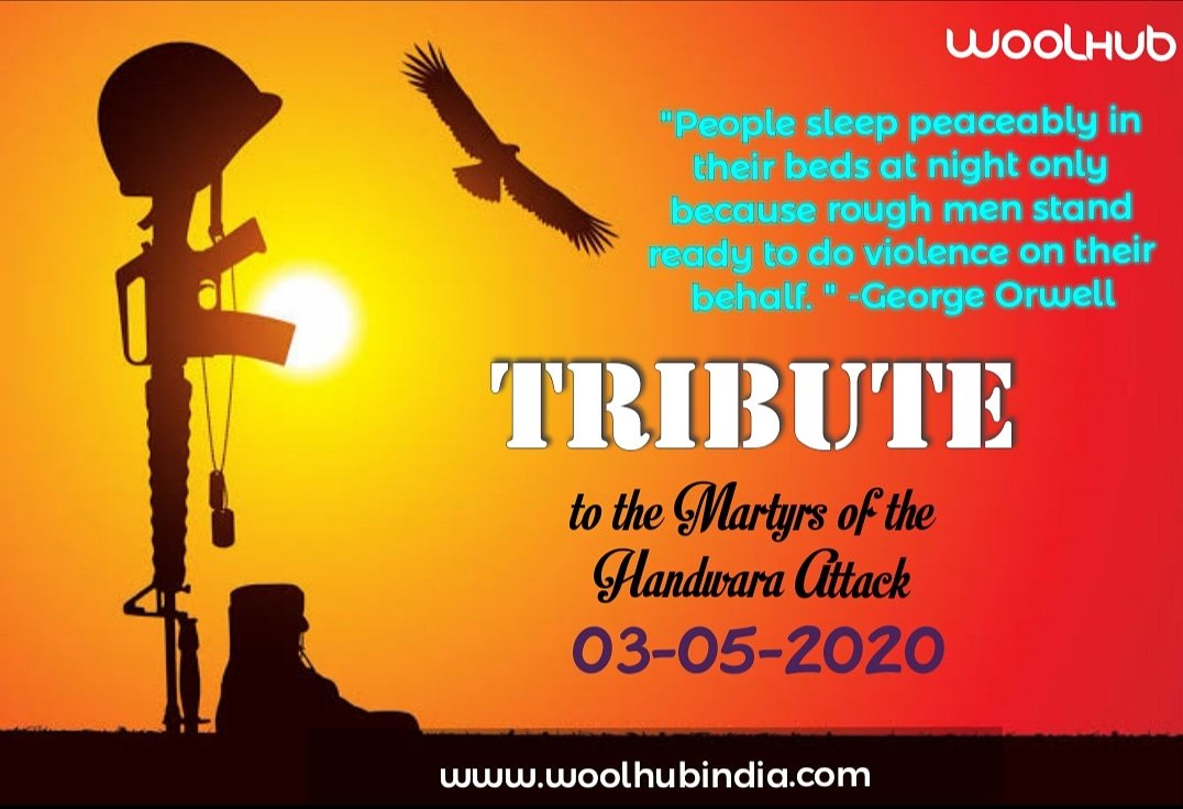 Woolhub's tweet photo. Tributes to our courageous soldiers and security personnel martyred in Handwara. 

Jai Hind
#Sacrifice #Handwara #soldier #army #IndianArmy #JandKpolice #stopterrorism #woolhub #india #GoCorna https://t.co/FlSEKdH3Oy
