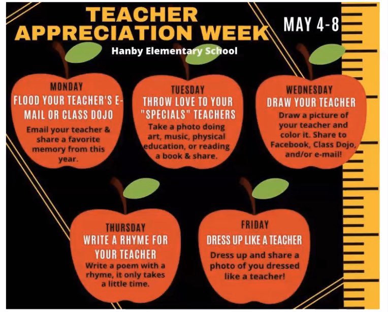HanbySchool's tweet photo. #TeacherAppreciationWeek is about to begin!! We love our @HanbySchool teachers👨🏾‍🏫🧑🏼‍🏫👩🏽‍🏫!!! Use @Flipgrid /Hanby to show your appreciation 💛🖤 #hanbybuzz @BSDk12 @BsdElementary https://t.co/ked8CIItZk