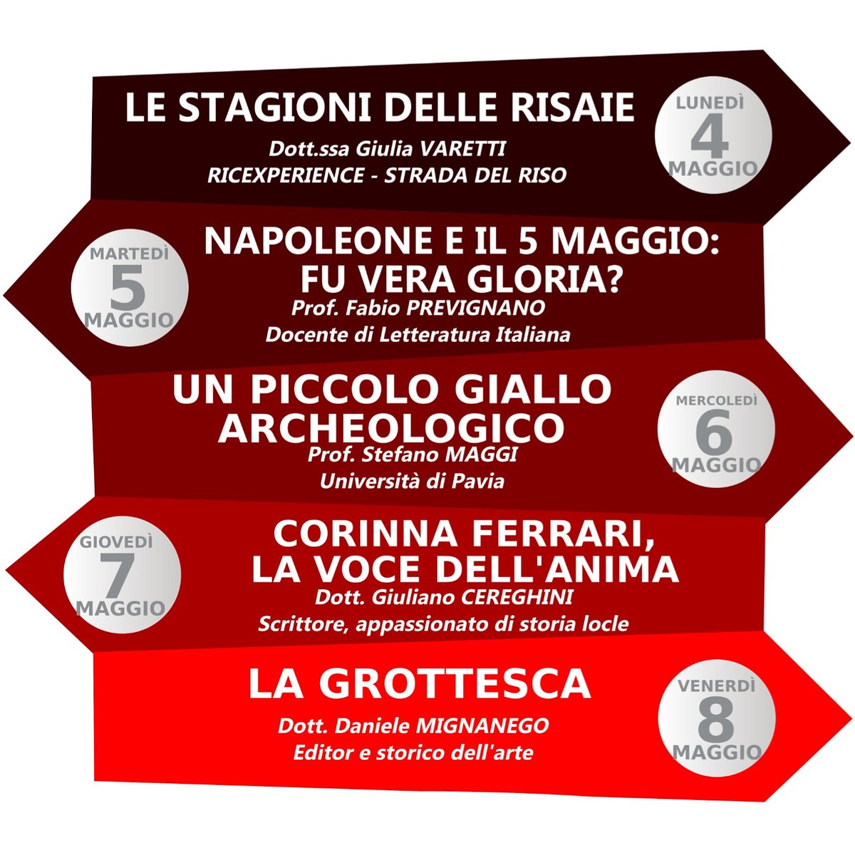 Nuovo programma della settimana!
I video saranno pubblicati, dal lunedì al venerdì alle ore 17.00, sulla pagina FB del MAC!

#museoarcheologico #casteggio #iorestocasa