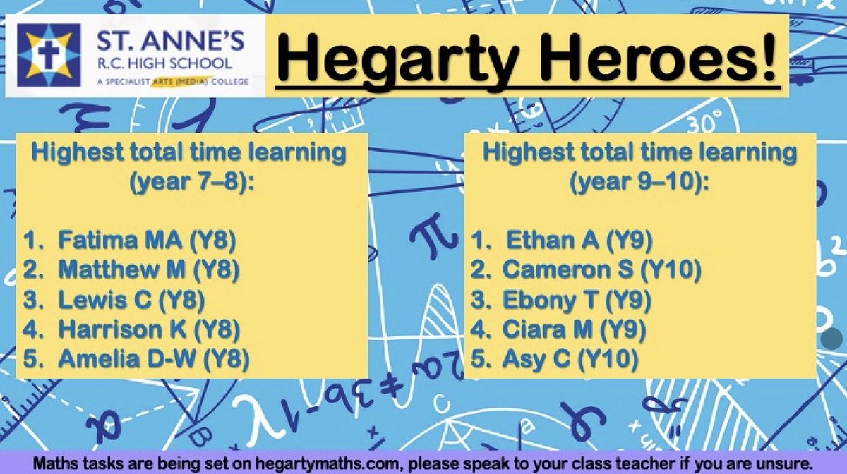 StAnnesRCVA's tweet photo. This week’s Hegarty’s Heroes for Maths! #staywell #staysafe #stanneprayforus https://t.co/oIgb03Uh2E