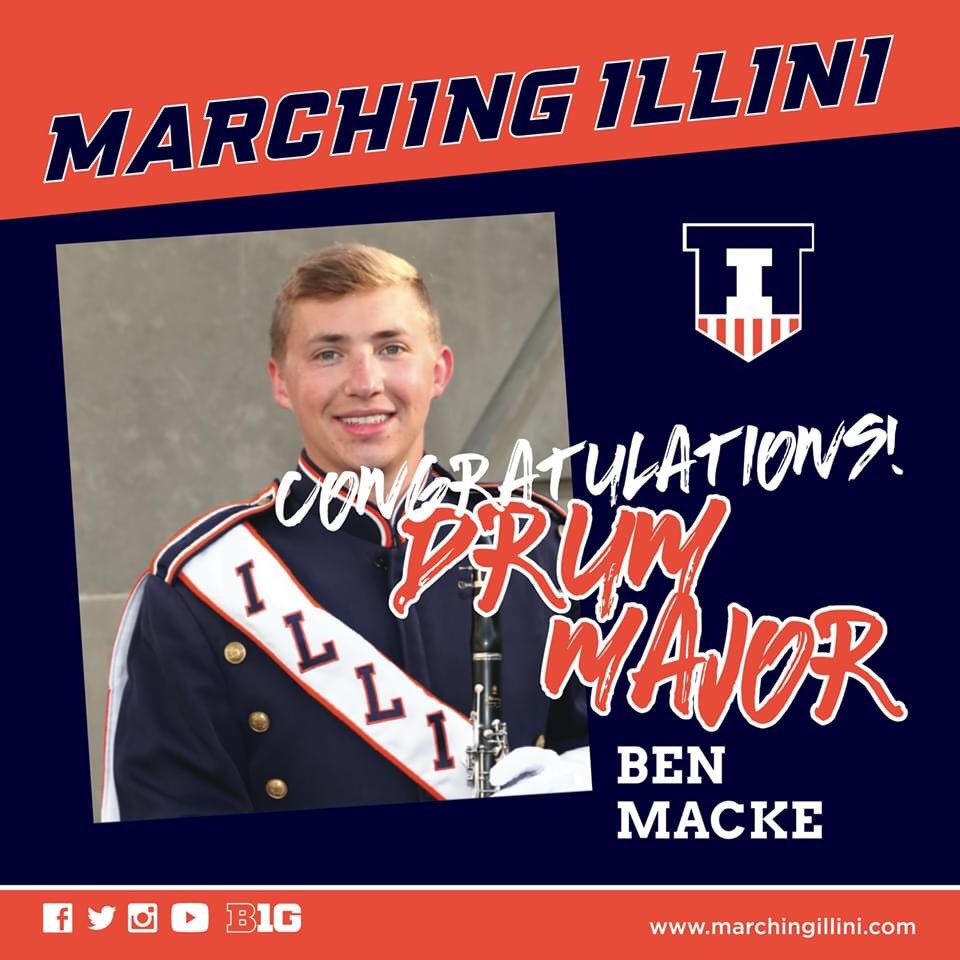 We are proud to announce the 2020 Drum Majors for the 152nd edition of the <a href="/MarchingIllini/">Marching Illini</a> Congratulations to Enddy Almonord, Jake Burrows, &amp; Ben Macke. We look forward to seeing them take the field &amp; leading the Best Band in the Land! #band152 #whereitstarted #illini