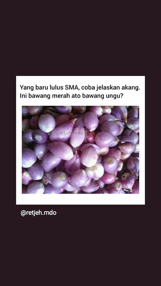 sambuaga_devi's tweet photo. Coba anak SMA yang baru lulus. Ini bawang merah ato bawang ungu? https://t.co/4qghNLDolG