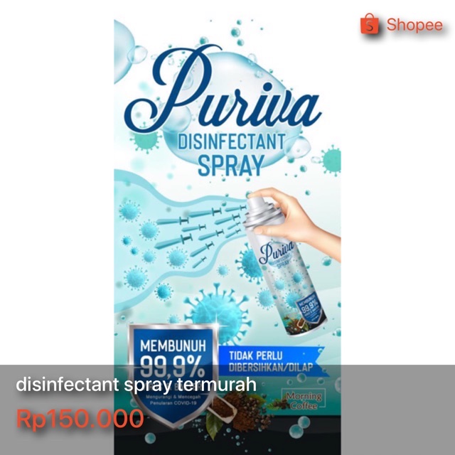 AknesWP's tweet photo. Saya menjual disinfectant spray puriva termurah seharga Rp150.000. Dapatkan produk ini hanya di Shopee! https://t.co/nFS5M0pnjd #ShopeeID https://t.co/N8Bg60crdu