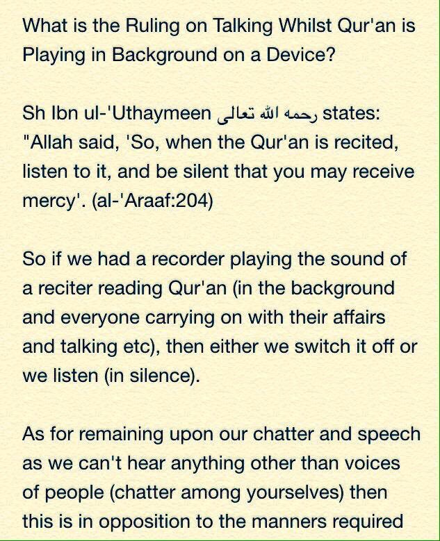 AbuMuadhTaqweem's tweet photo. Ruling on leaving the Qur'ān playing at home in the background whilst carrying on with your affairs, doing whatever you’re doing, talking etc? 

Sh.’Uthaymīn رحمه الله
#Ramadan https://t.co/HzhyKBxD7f