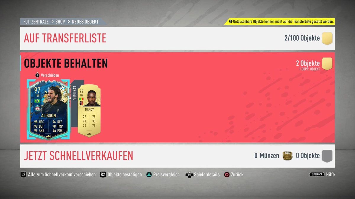 illmatic86's tweet photo. Hab aus den Ligen wo es keine Ligen SBCs gibt mit Ach und Krach 2 Gold Upgrades hinbekommen und im ersten ziehe ich einfach Alisson TOTS. ๐ง๐ท
Natรผrlich gestern De Gea Moments abgeschlossen, man kennt's. ๐
#FIFA20 #BPM #TOTSSF #GoldUpgrade https://t.co/sUFrJES2aJ