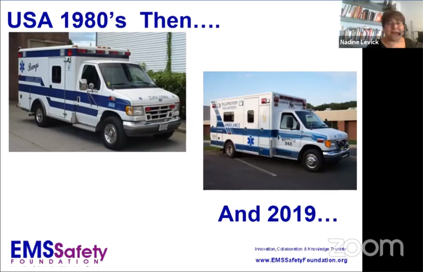 hp_ems's tweet photo. Catching up on the EMS @911Leadership  Safety Forum from yesterday and love this comparison by Nadine Levick on how telecommunications technology has developed since the 1980's compared to ambulance safety design. Check out recordings of all the sessions: https://t.co/NuivIgiocp https://t.co/nYZWphxURT