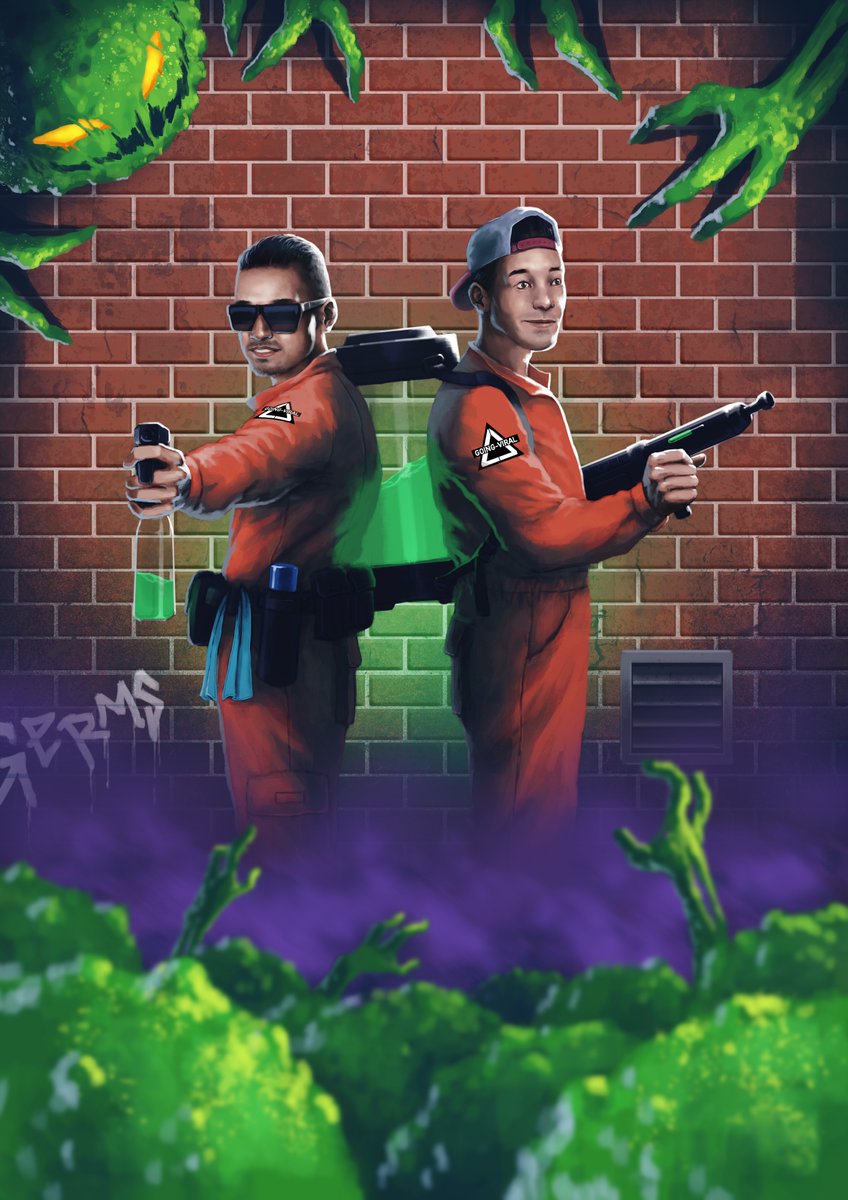 cwillustrator's tweet photo. I painted this one recently for a cleaning company start-up. It was great to work on - fun concept, great client.

#cwillustrator #chriswoodillustrator #illustrator #illustration #artist #art #painting #digitalpainting #germs #cleaning #cleaner #smallbusiness #fantasyart #scifi https://t.co/u8WuWTI1C4