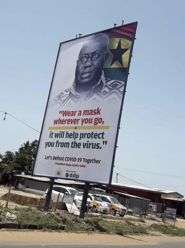 This is the president of Ghana promoting the wearing of masks to #StopTheSpread of coronavirus. DISASTER!