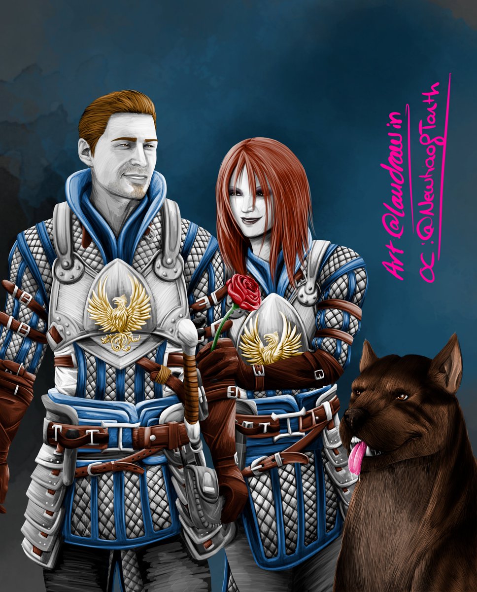 It all started when I met  @laudrawin here and I commissioned her this drawing for my hubs' birthday, since he's a big Avengers fan and loved this scene.She has mainly been the first to draw my other OCs too : my Cousland with Alistair and my Mahariel with Tamlen