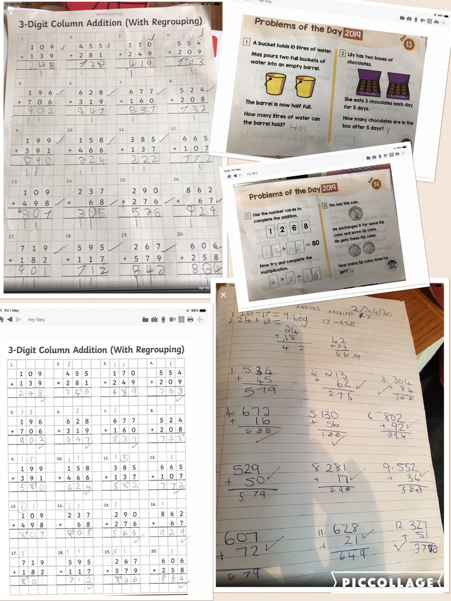 Dosbarth3's tweet photo. Dosbarth Tri working on their maths skills last week #dailymathsproblems #columnaddition #ERWStaySafeStayLearning https://t.co/TfwE8LCqIk