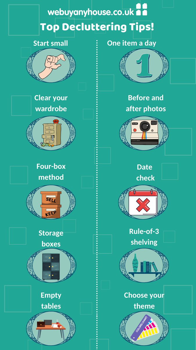 WeBuyAnyHouse1's tweet photo. With more time on our hands than we know what to do with, a good spring clean is on many of our lists! We've made a handy guide on how to effectively declutter for you to make the most of time at home!
#declutteringtips #springclean #cleanhousecleanmind https://t.co/eOLNKhfvIm