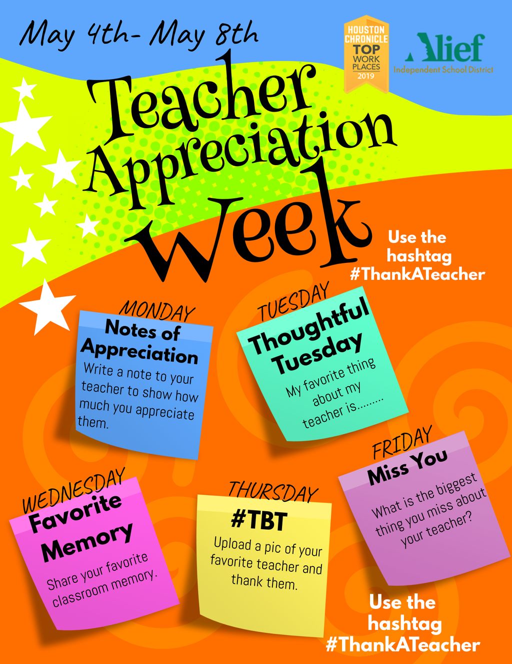 Alief ISD on Twitter "Teacher appreciation week starts this week and