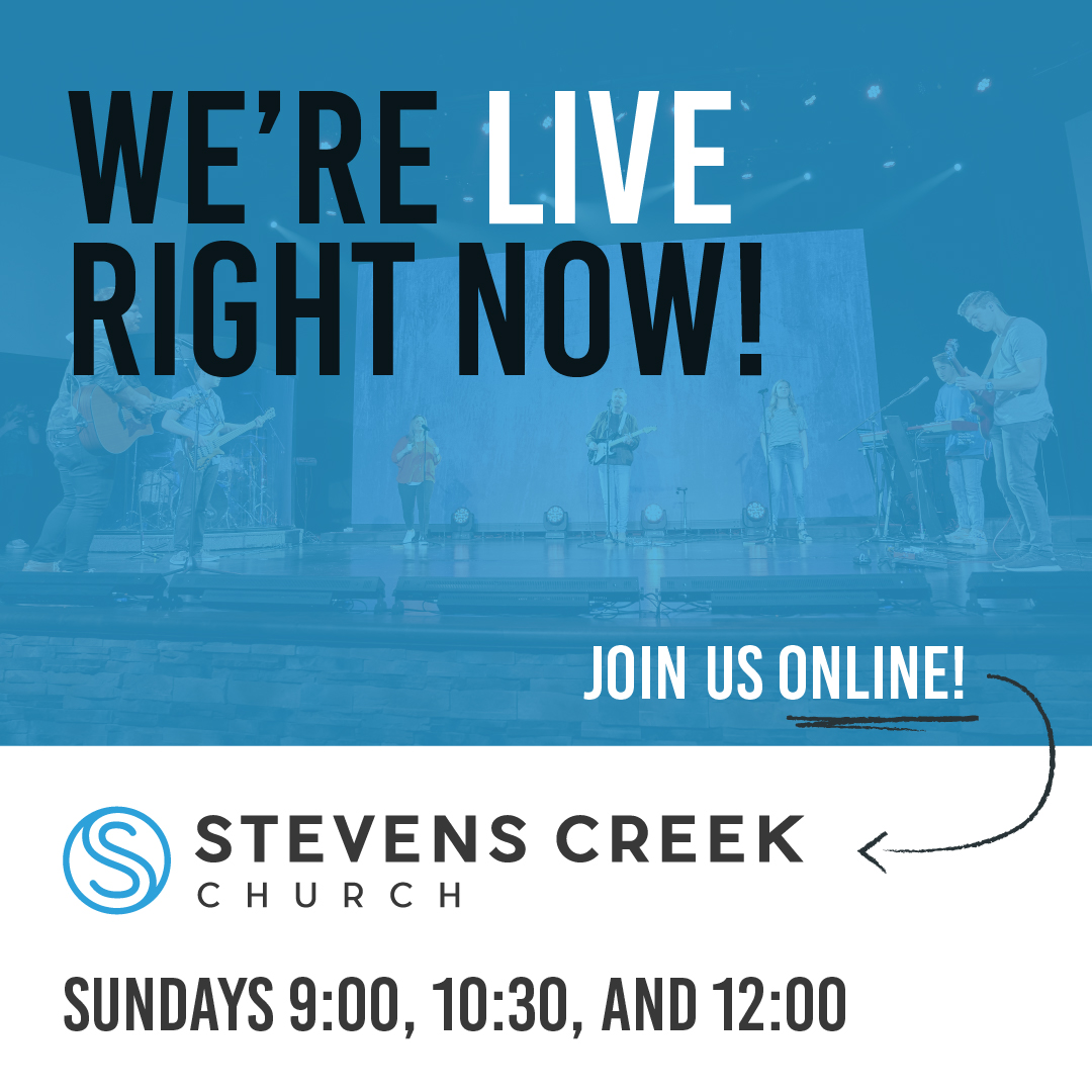 HAPPY SUNDAY! We're streaming right now at StevensCreekChurch.com, on Facebook and on all your favorite streaming platforms! Make sure you watch at 9a, 10:30a, or Noon and share the service on your own social media to reach your friends and family!