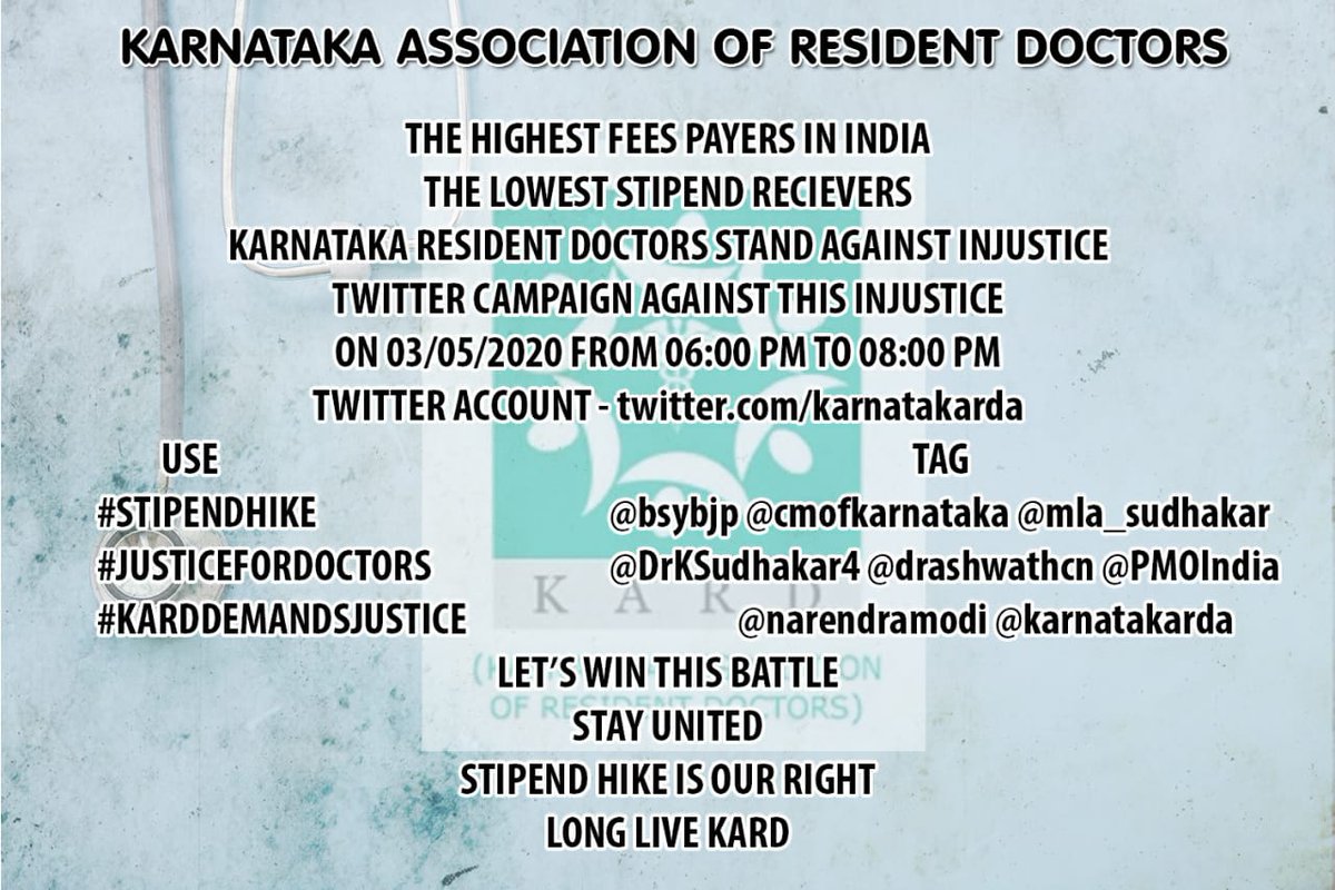 PavanKumarLMor1's tweet image. #STIPENDHIKE
#JUSTICEFORDOCTORS
#KARDDEMANDSJUSTICE
@bsybjp @cmofkarnataka @mla_sudhakar
@DrKSudhakar4 @drashwathcn @PMOIndia @narendramodi @karnatakarda