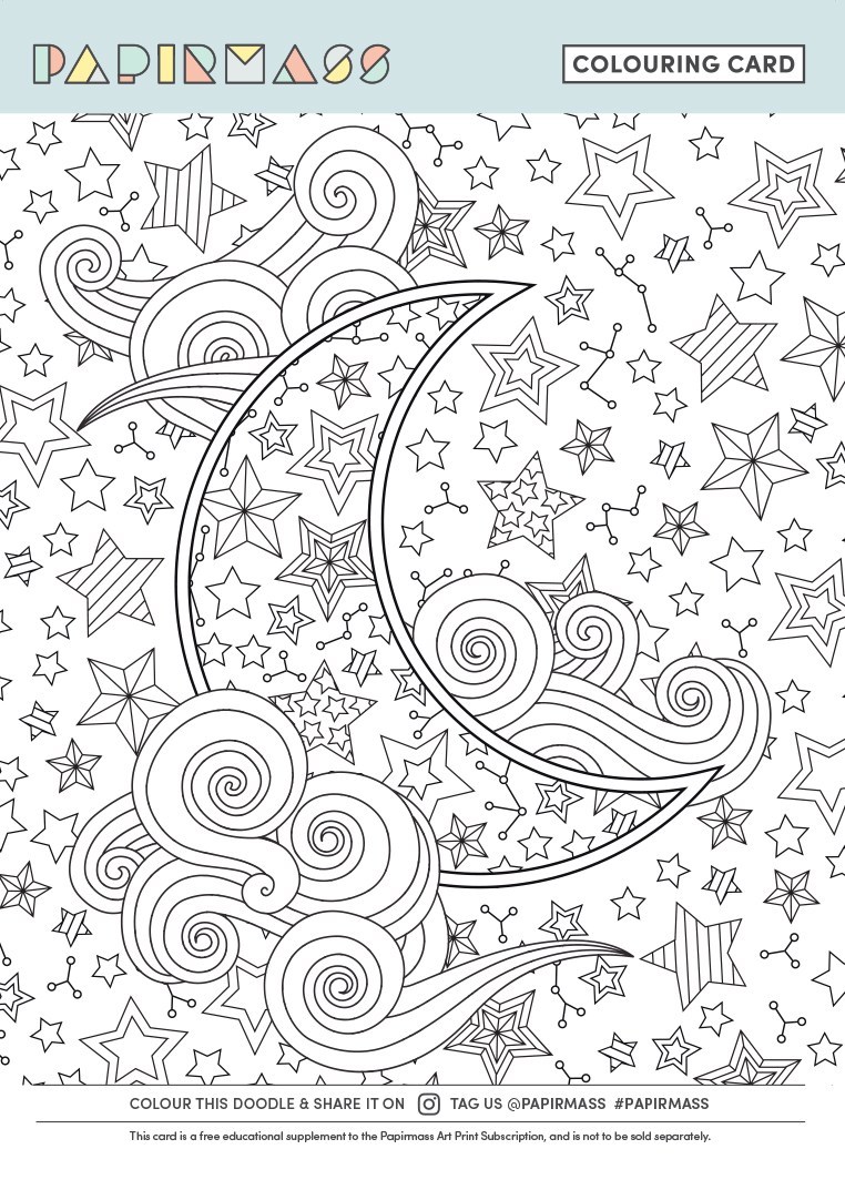 Oh my stars! Challenge your inner artist with this moon and stars colouring activity. papirmass.com/moon-colouring…