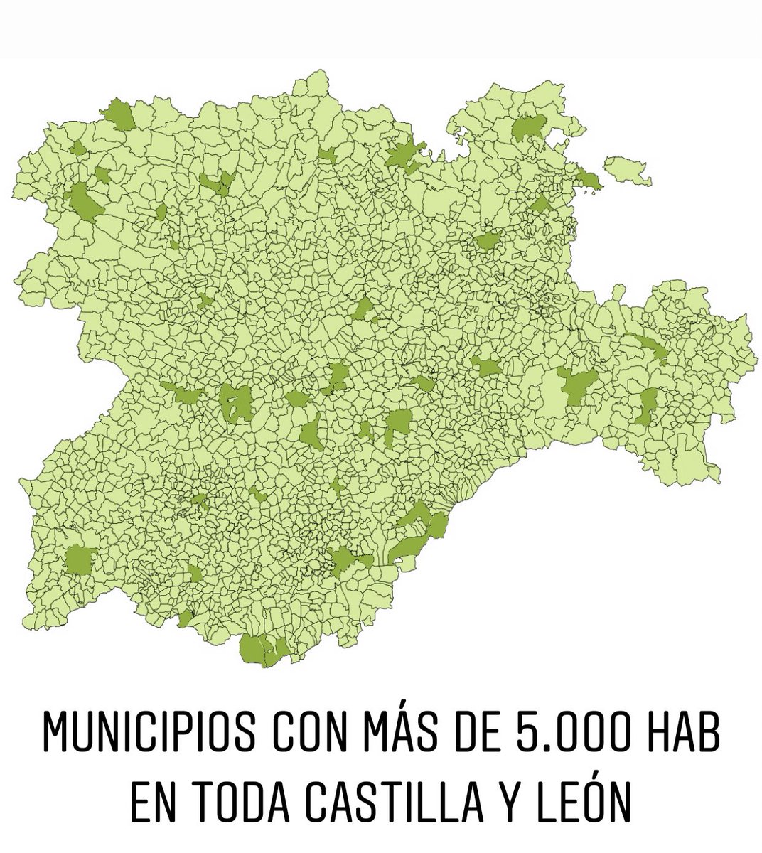 SoydeCyL's tweet photo. De 2248 municipios, 95mil km cuadrados, el 18% de toda España, solo 45 municipios superan los 5000 habitantes. Realidad de la #ESPAÑAVACIADA #DesescaladaResponsable #despoblacionCyL @jovenes_CyL https://t.co/pEZ5p1nX0M
