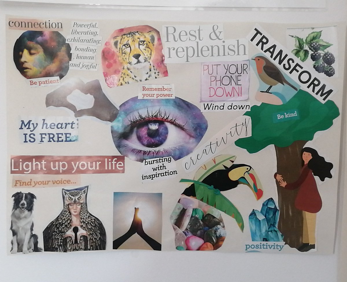 We made vision boards in today's calm down box group. Positive words and pictures to help us relax and refocus. #OT #OccupationalTherapy #mentalhealthrehab