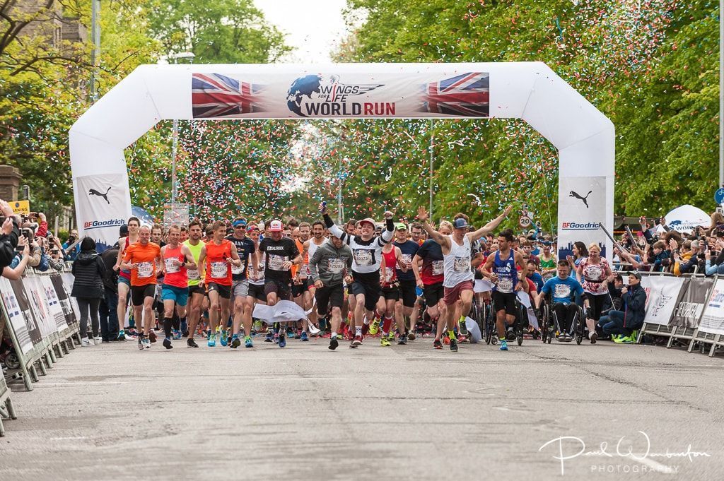 paulwarbo's tweet photo. Congratulations to all Wings For Life runners taking part in this years app race. I normally shoot this event, but obviously not this year! Here's a photo of the start from the last race. Well done everyone #wingsforlifeworldrun #WingsforLife #apprun #RunResponsibly @WFLWorldRun https://t.co/fswZPzpz0M
