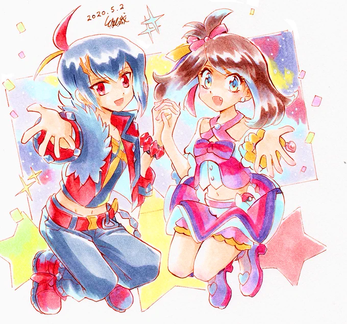 衣装チェンジ、2人揃って描いた事なかったコンテスト衣装にしました!違う衣装のことでしたらすみません…!ありがとうございました! 