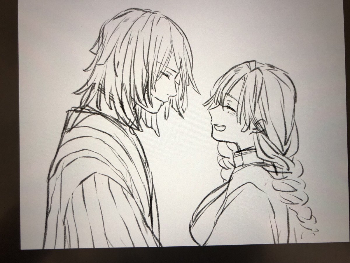 これは下書き段階の鬼滅の刃のおばみつ(例によっていつ完成するか分からない) 