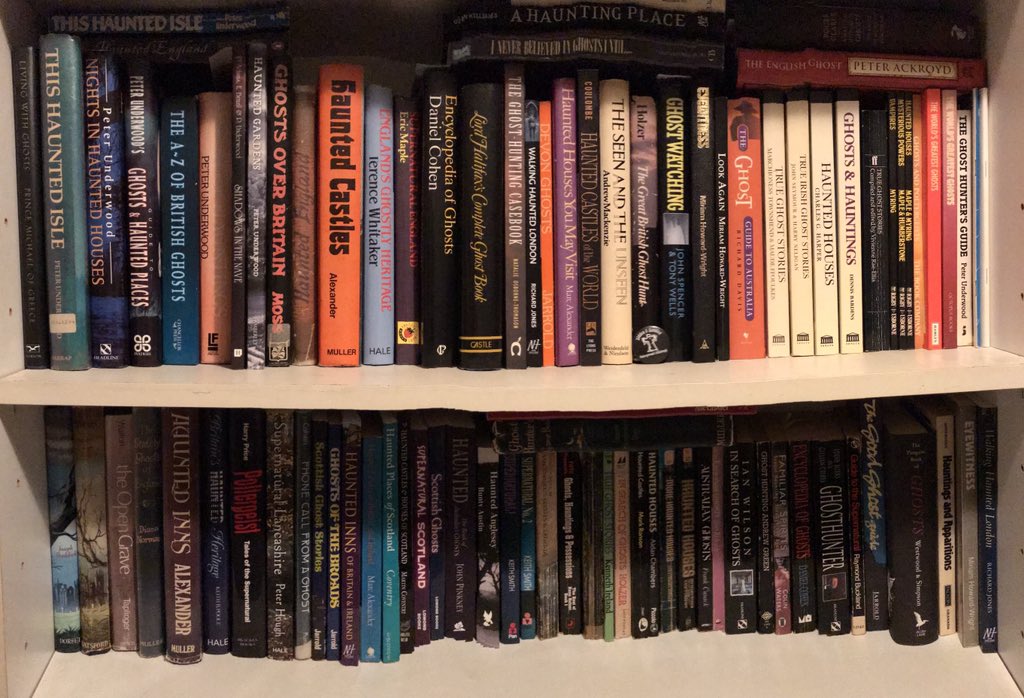 GhostlyRob's tweet photo. #LocalGhosts #ParanormalDay It’s hard to pick a few books that reflect both my interest in hauntings as well as specific areas so here are a few shelves that contain my favourites. https://t.co/jzUUN9jt7X
