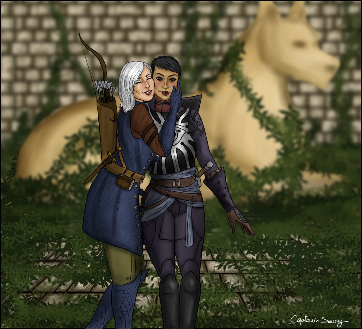 A cute illustration of my Trevelyan with Cassandra by  @CaptainSavvy