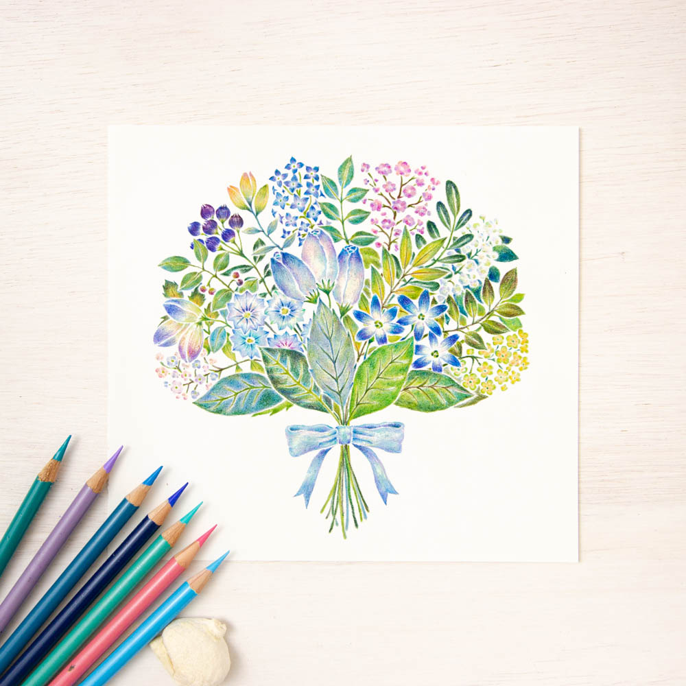 Twitter 上的 アトリエ リリ 絵と絵本と紙雑貨 アトリエの写真 いろんな青を集めて 花 色鉛筆 イラスト T Co I55rxx0vhn Twitter