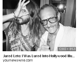 2015: A girl I was interested invited me to a party at Jared Leto's house. I was a fan of his music. She warned me that it may get weird because he likes young girls, as in teenagers. I freaked out & declined her offer. Jeff Coons bro? Bunny art? Marina? I AM NQW AWAKE!!