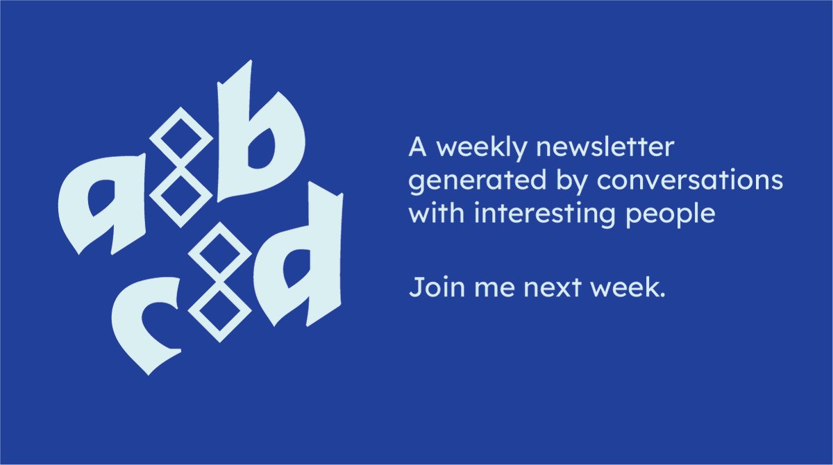 ThomasJockin's tweet photo. a:b c:d is a weekly newsletter generated by conversations with interesting people. Sign up now to receive the next newsletter on Monday. https://t.co/Szt88h1YNy https://t.co/o4rpiJTejw