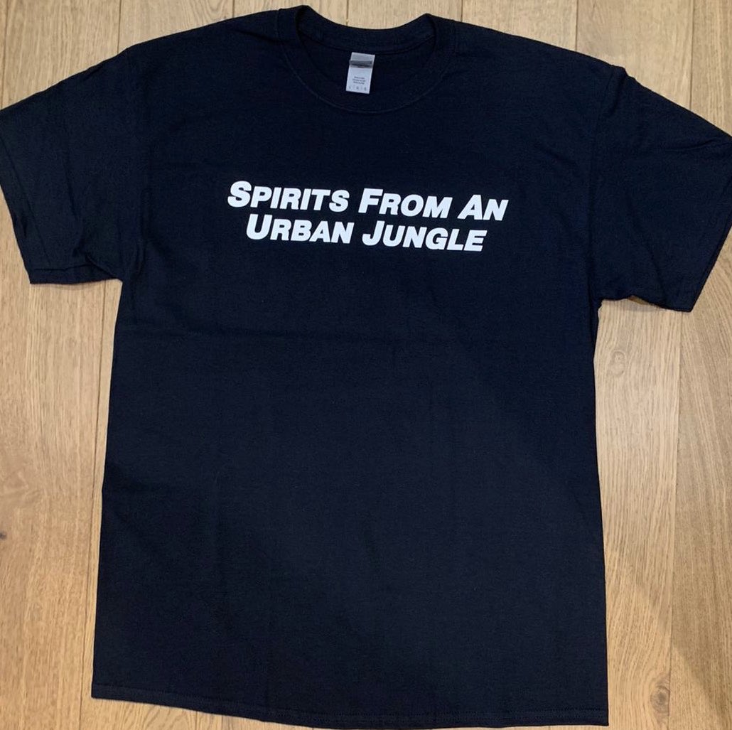 We have a very limited stock of our Spirits From An Urban Jungle t-shirts in sizes M To XXL. Font same as original 1994 artwork. They are £20 each inc delivery. Payments using PayPal jmjandrichie@gmail.com while stocks last😁