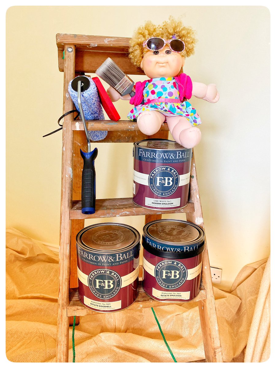 Jacquelinehilto's tweet photo. Got my own little  helper to decorate the little peeps room. #littlemiss #speciallittlepeople #isolationgoals #focus. @farrowandball https://t.co/30MV7dYlVi